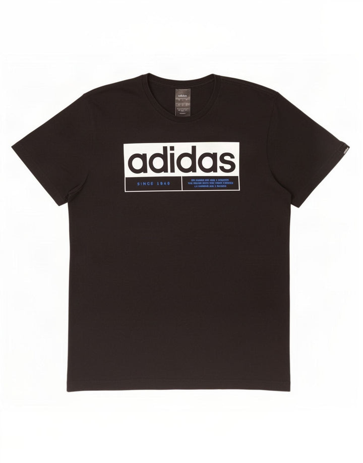Adidas T-shirt graphique à trois rayures pour homme en coton noir moyen