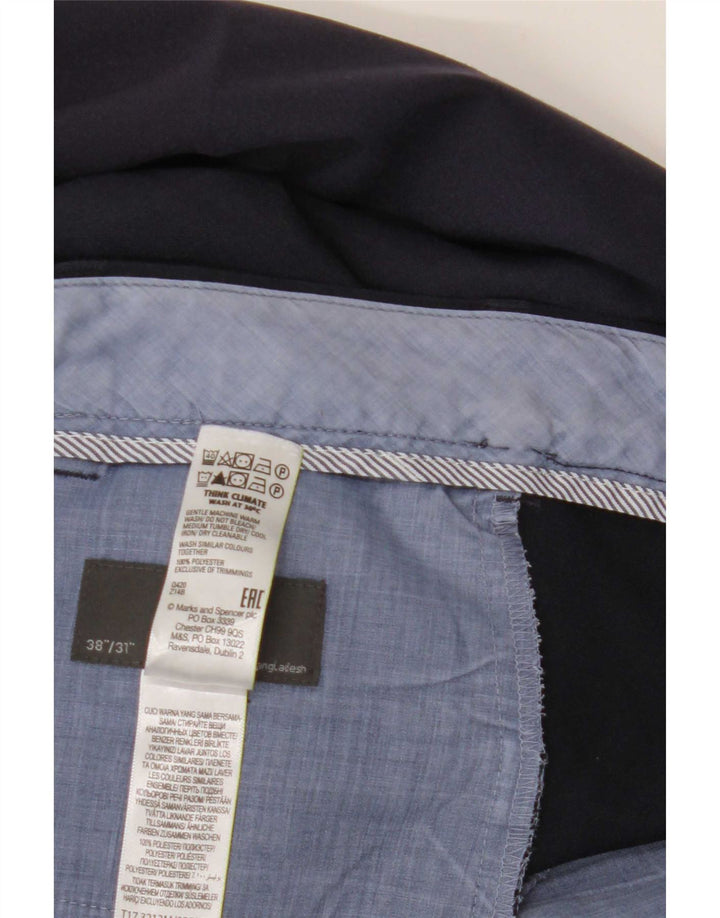 Marks & Spencer Pantalon de costume droit pour homme W38 L31 Bleu marine