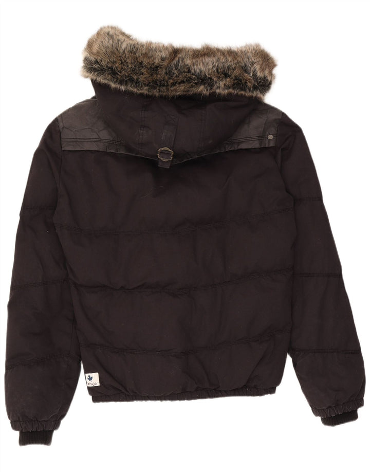 KHUJO Veste matelassée à capuche pour homme UK 40 Large Noir Colorblock Polyester