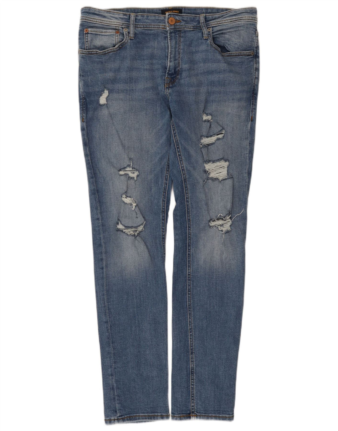 Jack & Jones Jean Slim effet vieilli W36 L32 bleu coton pour homme