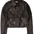 Oasis Veste de motard en simili cuir pour femme UK 12 Medium Noir Polyuréthane