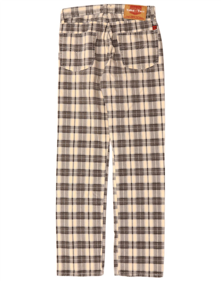 Take Two Pantalon décontracté droit pour homme W31 L32 en coton à carreaux beige