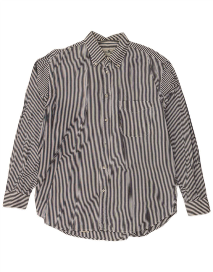 HENRY COTTONS Chemise Homme Taille 43 XL Bleu Marine Pinstripe Coton