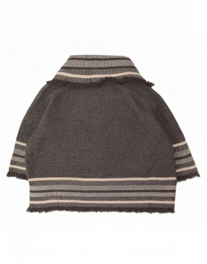 Zara Cardigan surdimensionné à manches 3/4 pour femme UK 14 Gris moyen rayé