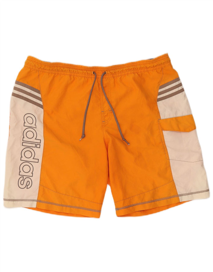 ADIDAS Short de sport graphique pour hommes, grand, en polyester color block orange
