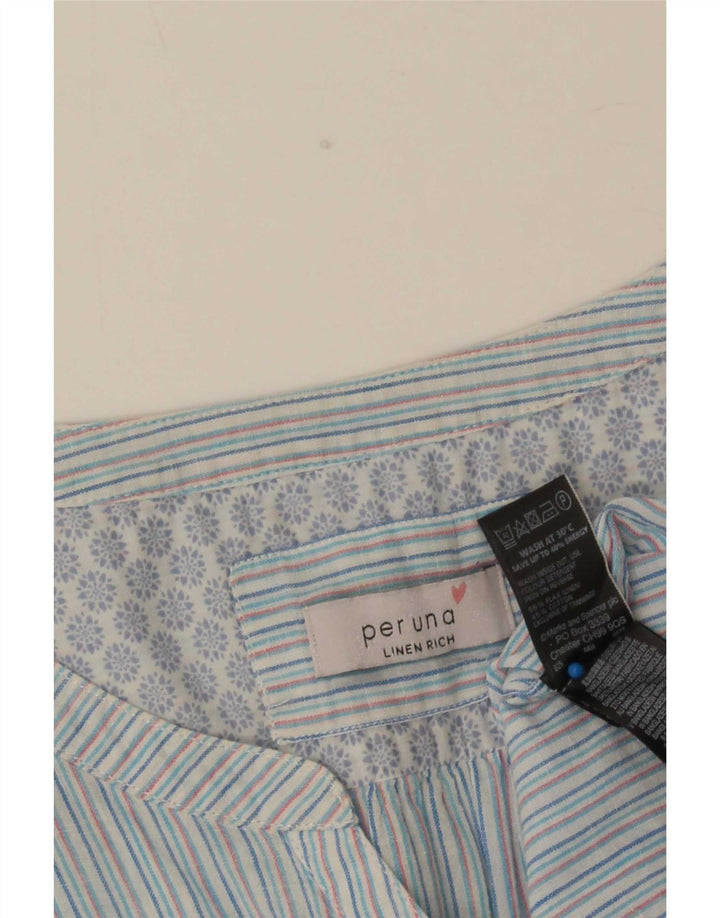 Marks & Spencer Femme Per Una Blouse Top UK 12 Bleu Moyen Rayé