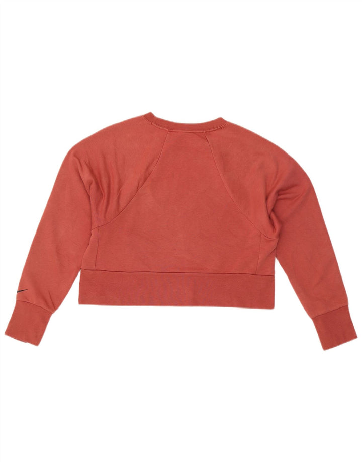 NIKE Femmes Dri Fit Surdimensionné Graphique Sweat Jumper UK 6 XS Rouge Coton