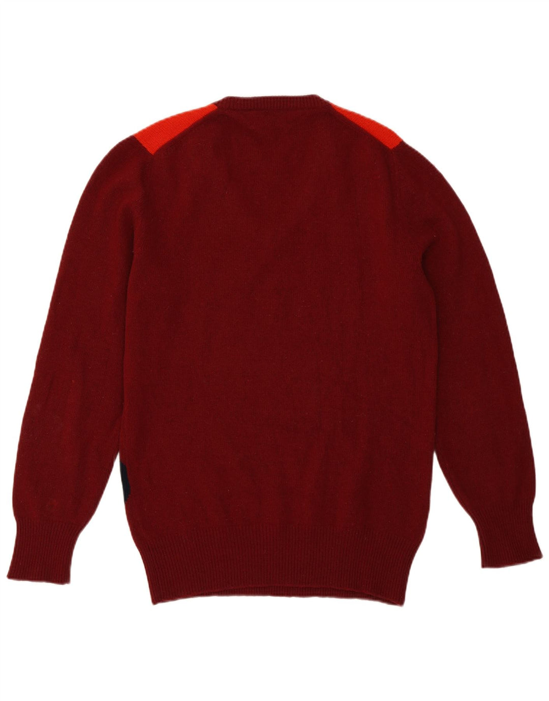 vintage Mens V-Col Jumper Pull Moyen Bourgogne Argyle/Diamond Lambswool