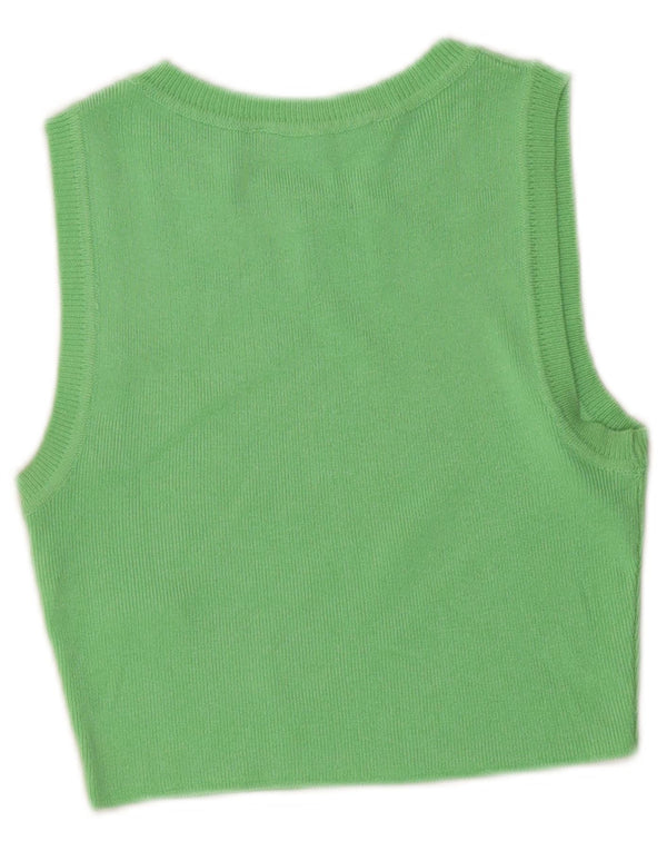 Zara Womens Crop Vest Top UK 8 Small Vert Viscose
