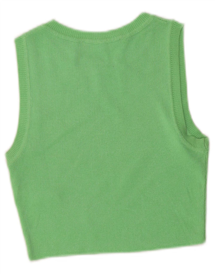 Zara Womens Crop Vest Top UK 8 Small Vert Viscose
