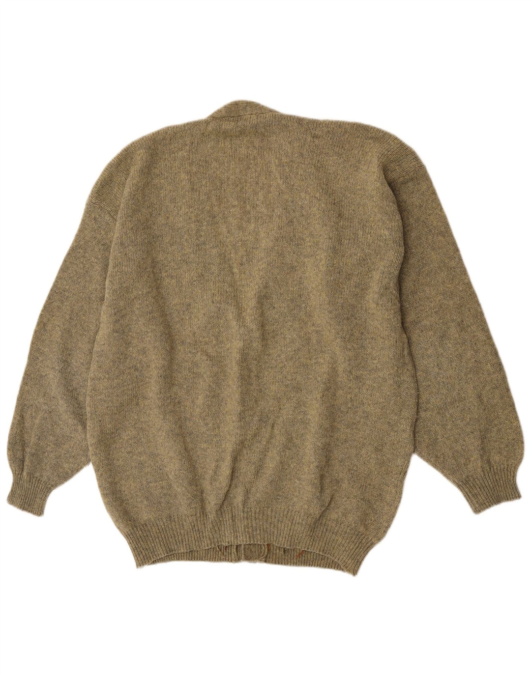 vintage Mens Cardigan Pull XL Kaki Argyle/Diamond Wool