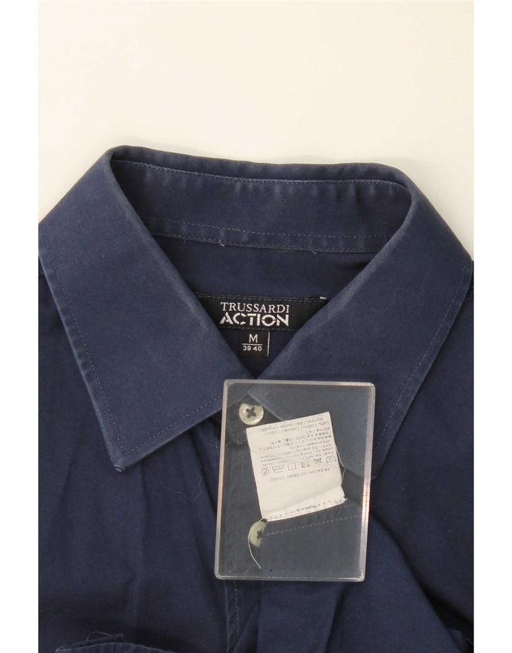 Trussardi Chemise Homme Taille 39/40 Bleu Marine Moyen Coton