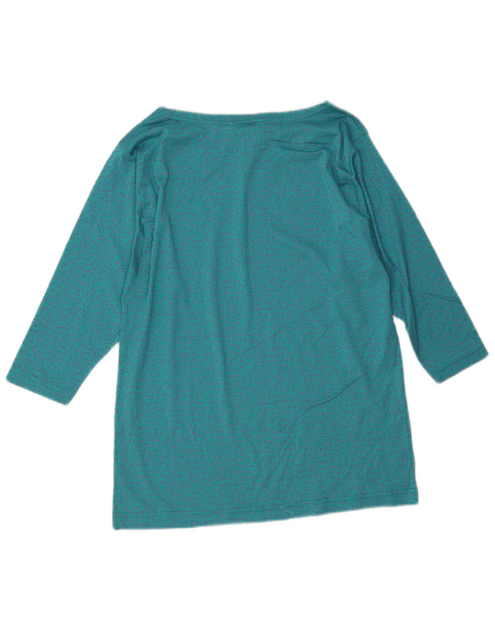 vintage Femme Top 3/4 Manches UK 14 Moyen Bleu Floral