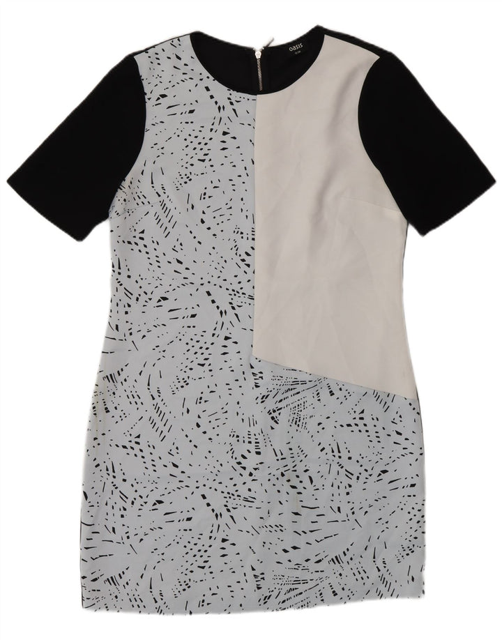 Oasis Robe fourreau à motif abstrait pour femme UK 12 Bleu moyen Colourblock