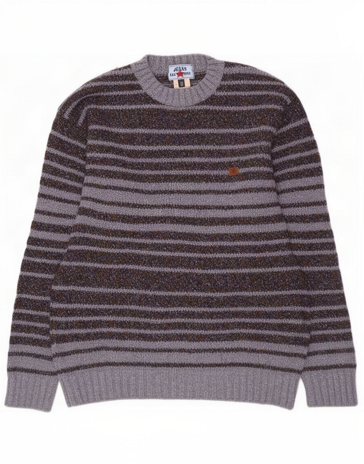 Les Copains Pull Col Ras Du Cou IT 50 Laine Rayée Gris Moyen Homme
