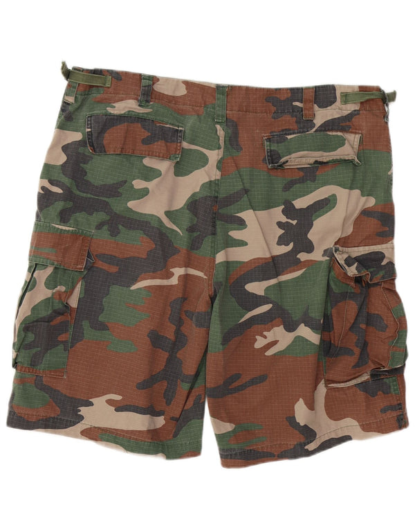 VINTAGE Short Cargo Homme 2XL W42 Kaki Camouflage Coton