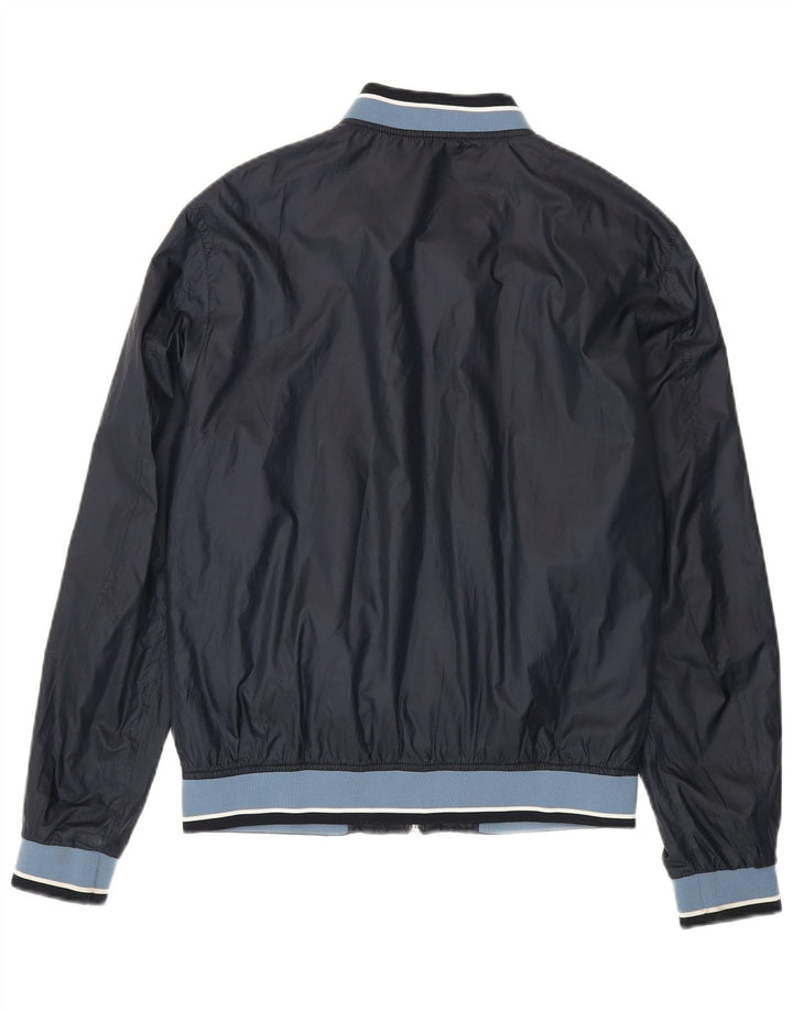Zara Bomber Jacket Homme UK 40 Large Bleu Marine Colorblock Polyester