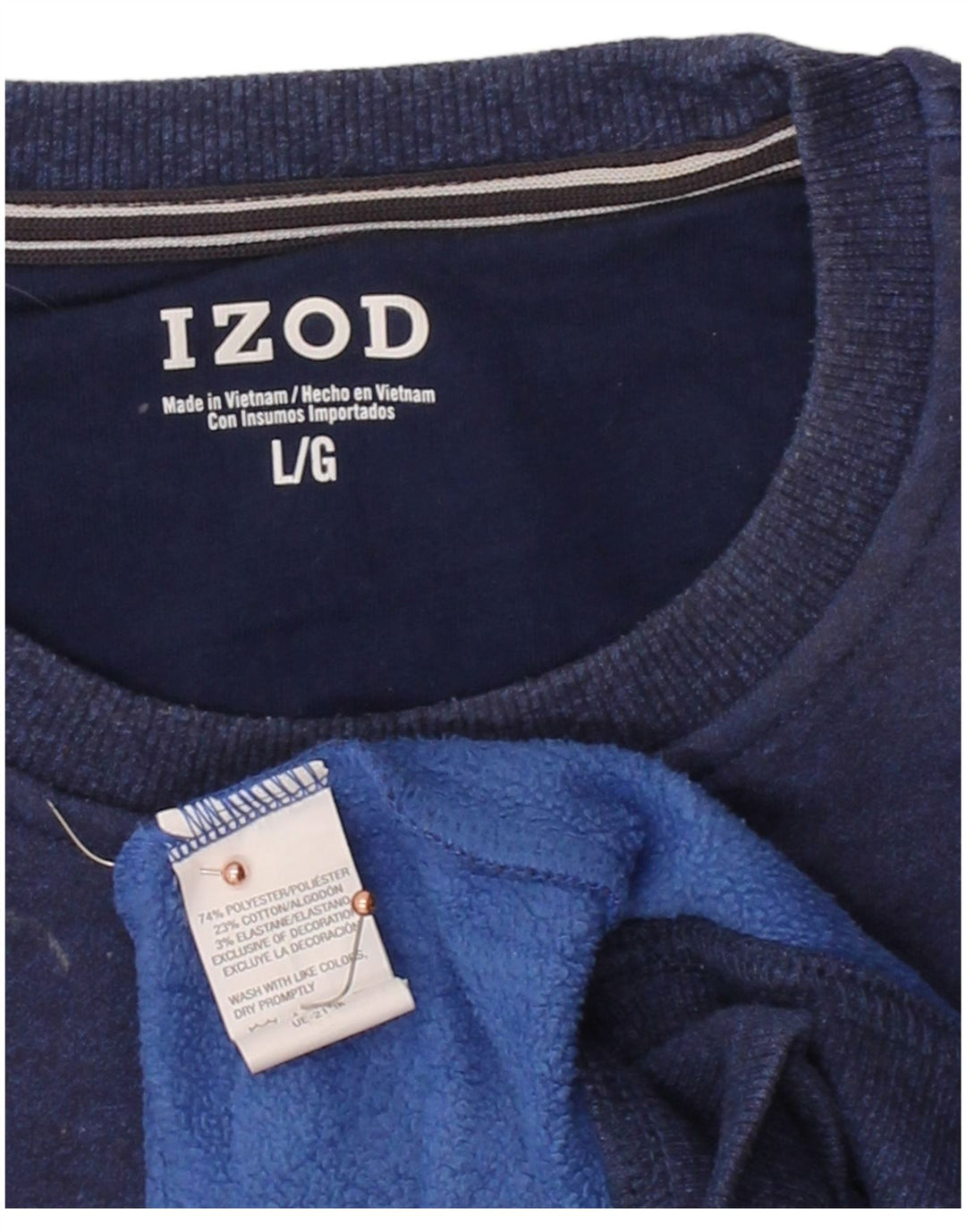 IZOD Mens Sweatshirt Jumper Large Navy Blue Cotton