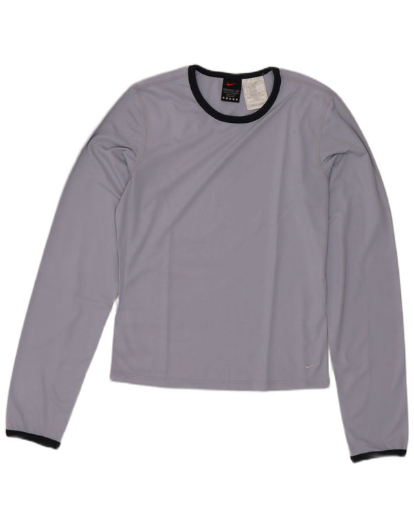 NIKE Haut court à manches longues pour femme US 8/10 Bleu moyen Polyester