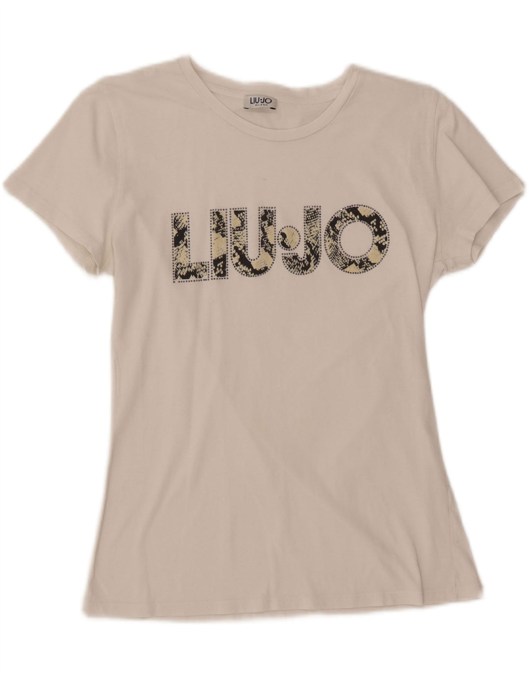 LIU JO T-shirt graphique Milano pour femme UK 12 Blanc moyen