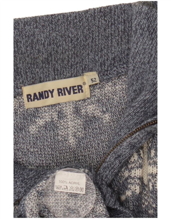 Randy River Pull à col zippé pour homme IT 52 Large Gris Géométrique