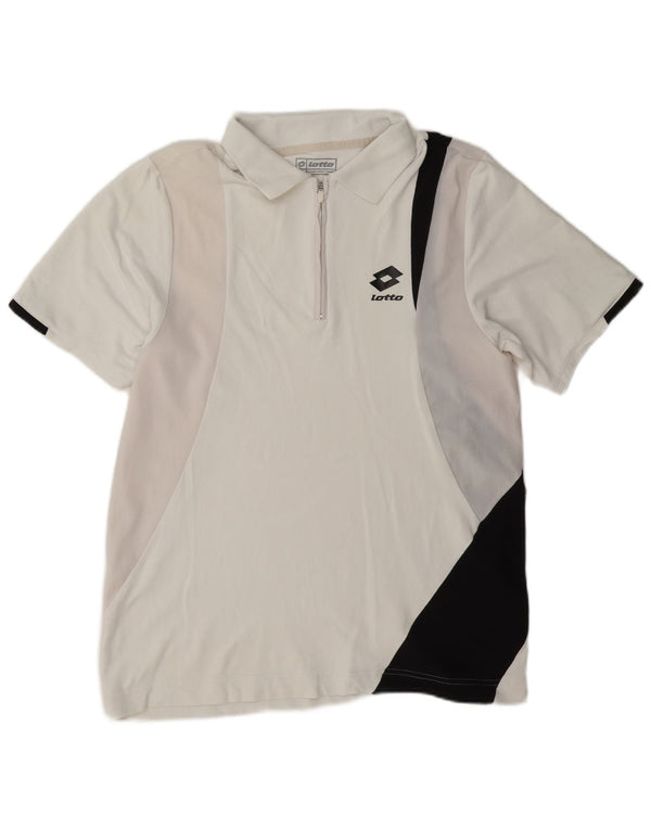 Lotto Polo Homme Large Blanc Colorblock Nylon