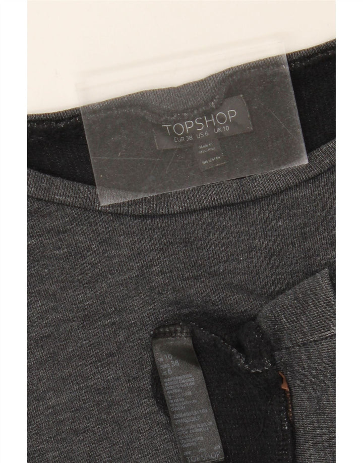 TOPSHOP Womens Oversized Top Long Sleeve UK 10 Small Grey Cotton Vintage Topshop and Second-Hand Topshop from Messina Hembry 