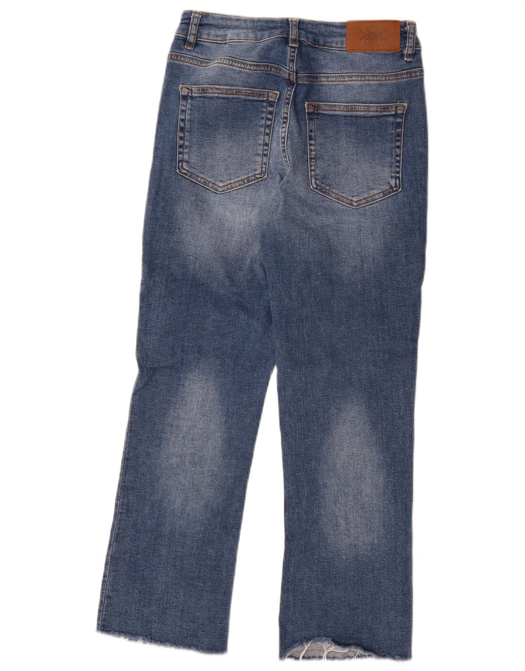 Benetton Jean Droit Femme W28 L28 Bleu Coton