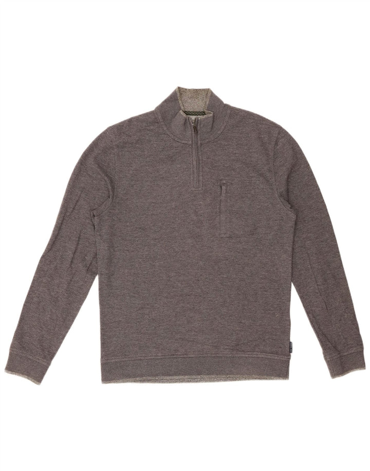 TED BAKER Sweat-shirt à col zippé pour homme Taille 3 Coton gris moyen
