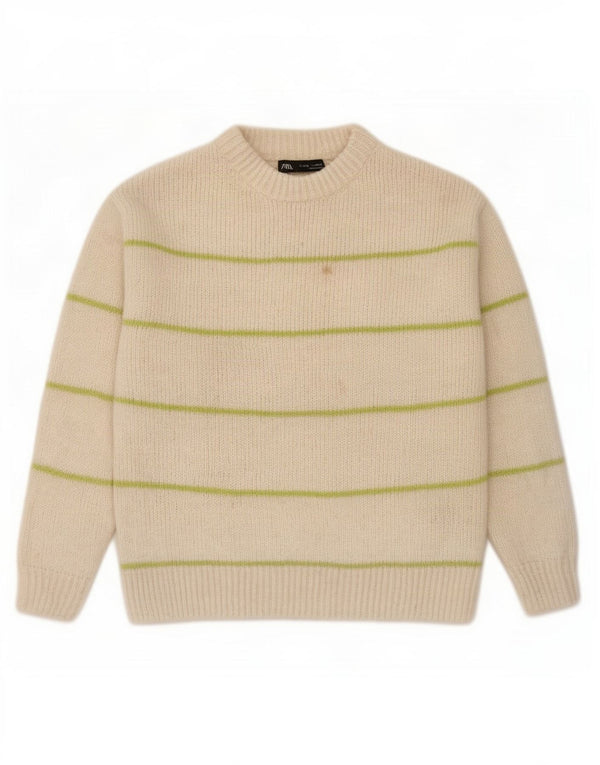 Zara Pull Col Roulé Fille 9-10 Ans Blanc Cassé Rayé