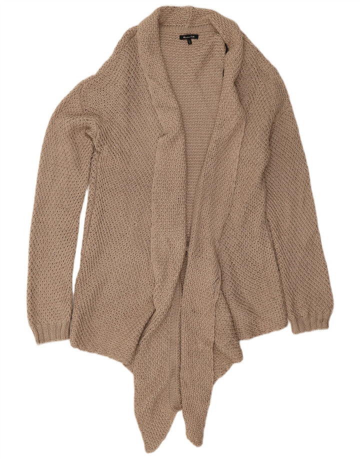 Massimo Dutti Pull Cardigan Ouvert pour Femme UK 16 Grand Coton Beige