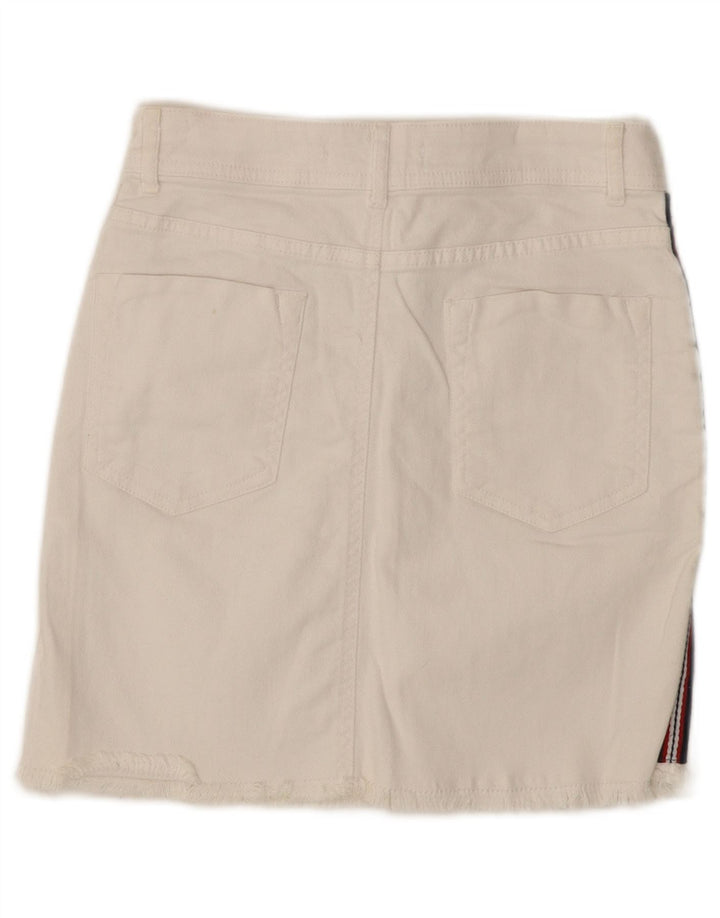 Zara Femme Jupe En Jean Petit W26 Blanc