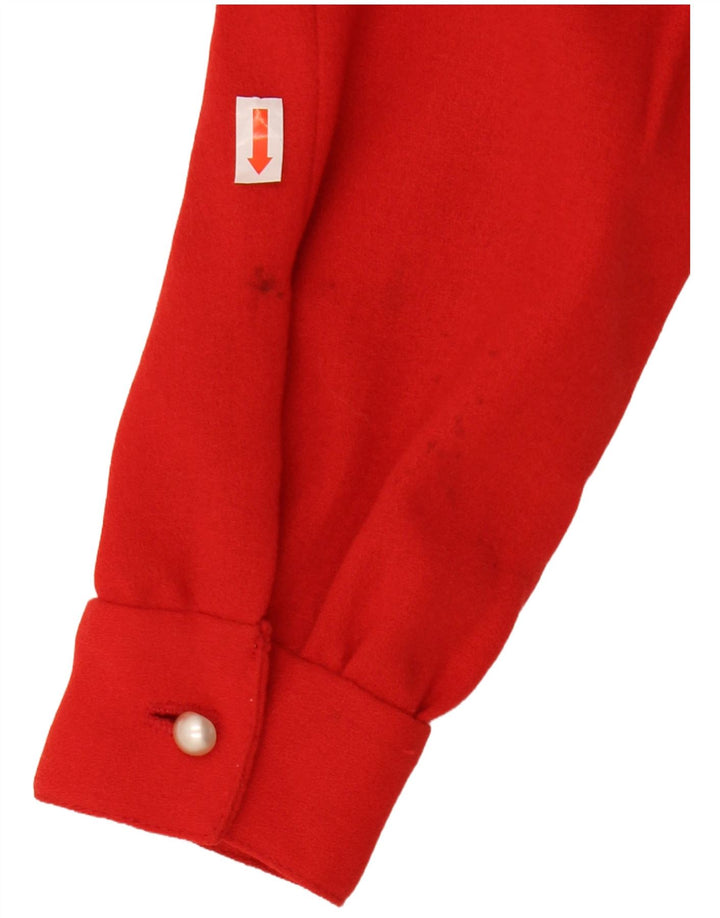VINTAGE Femmes Crop Shirt Blouse UK 12 Rouge Moyen