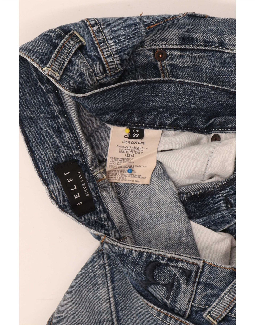 Belfe Jean droit homme W33 L28 bleu coton