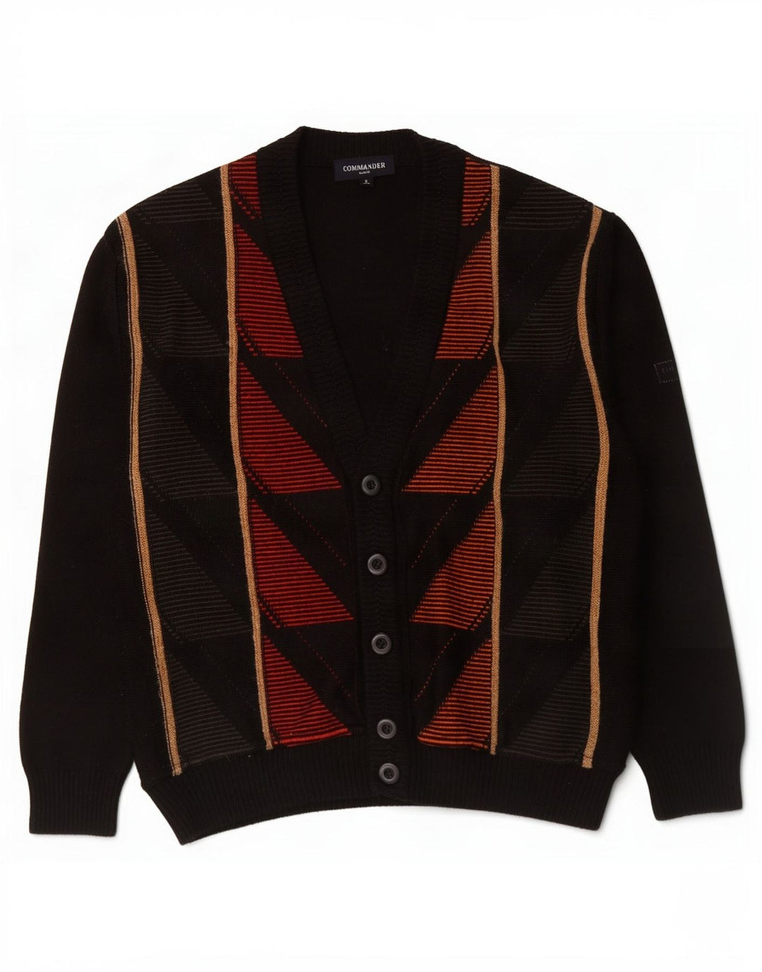 Commander Pull Cardigan Homme IT 48 Petit Noir Géométrique Polyacrylique
