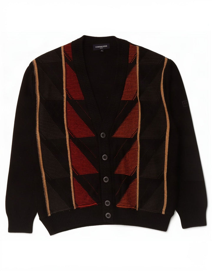 Commander Pull Cardigan Homme IT 48 Petit Noir Géométrique Polyacrylique