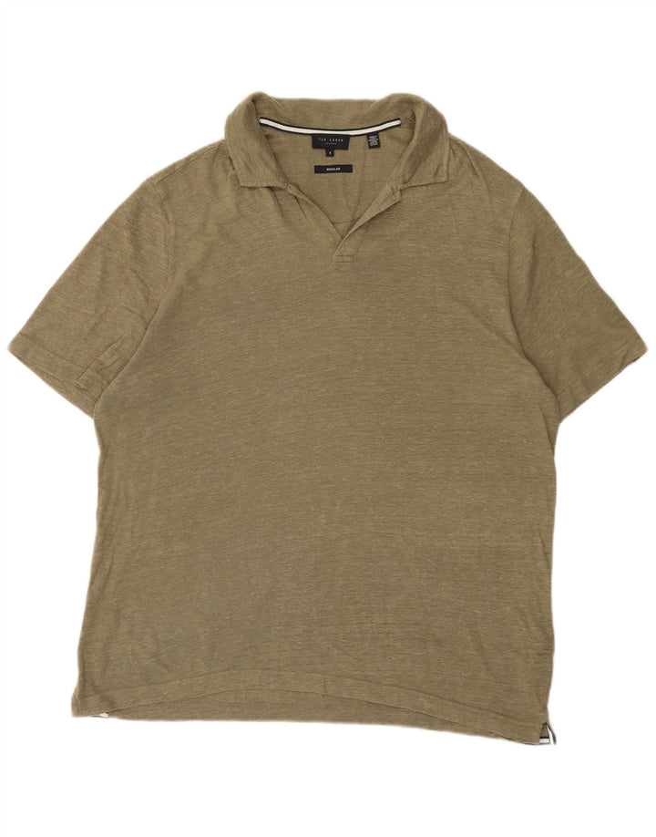 Ted Baker Polo régulier pour homme Taille 4 Large Kaki Lin