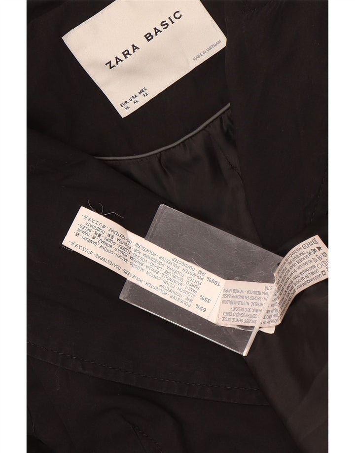 Zara Femme Trench Coat UK 18 XL Noir Polyester