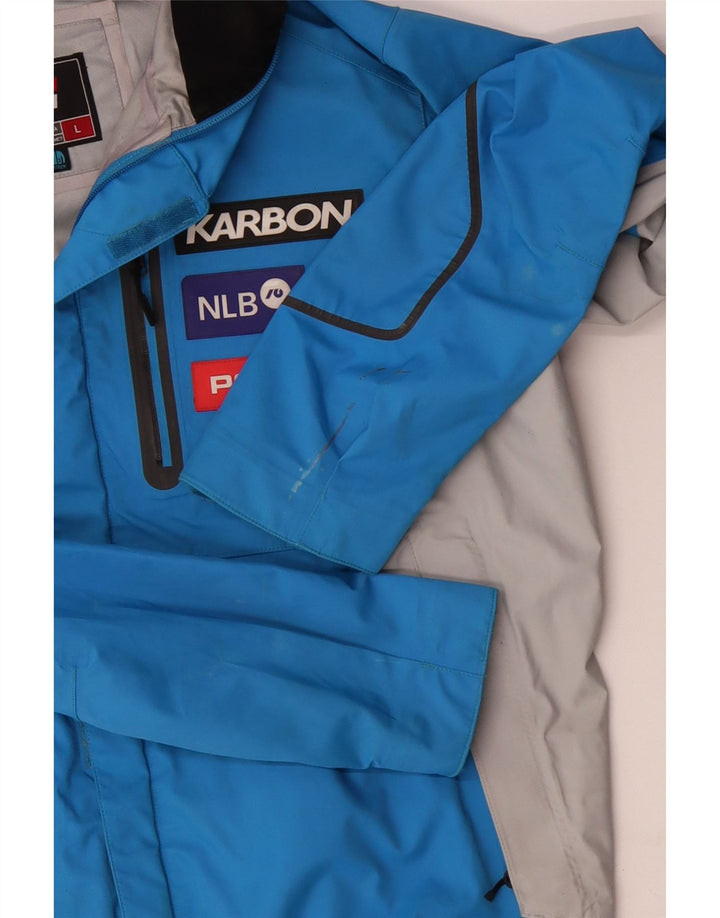 KARBON Veste de pluie à capuche graphique pour homme UK 40 Large Bleu Colorblock Nylon