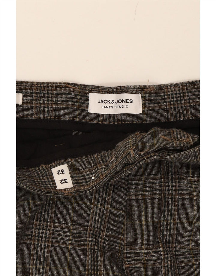 JACK & JONES Mens Slim Suit Trousers W32 L32 Grey Check Vintage Jack & Jones and Second-Hand Jack & Jones from Messina Hembry 