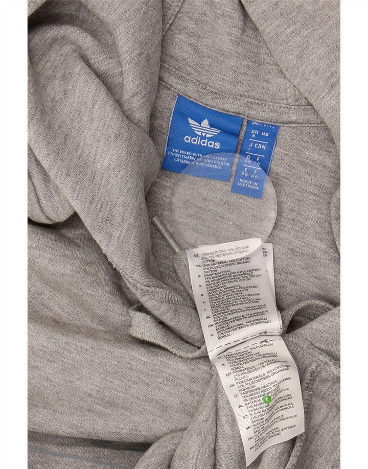 ADIDAS Pull à capuche surdimensionné graphique pour femme UK 8 petit coton gris