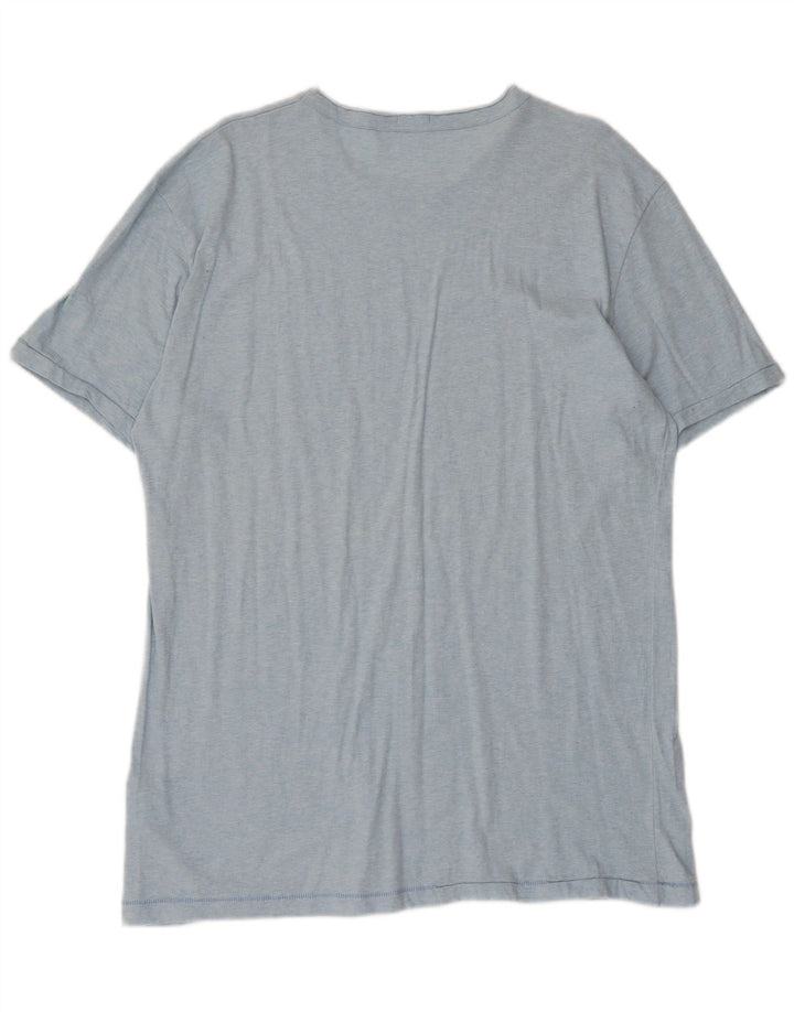 Benetton T-Shirt Graphique Homme Top 2XL Bleu Coton