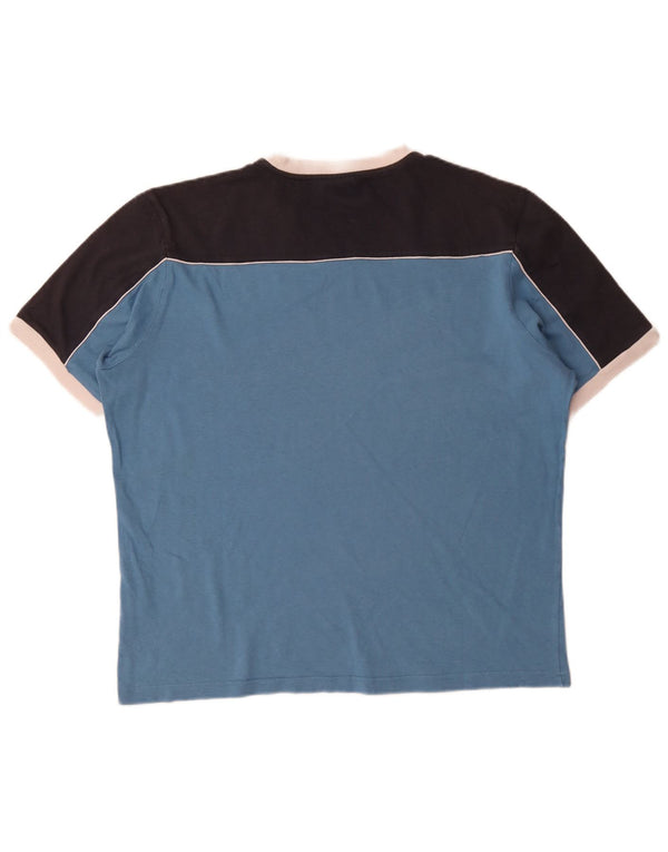 Champion T-Shirt Homme Top XL Bleu Colorblock Coton