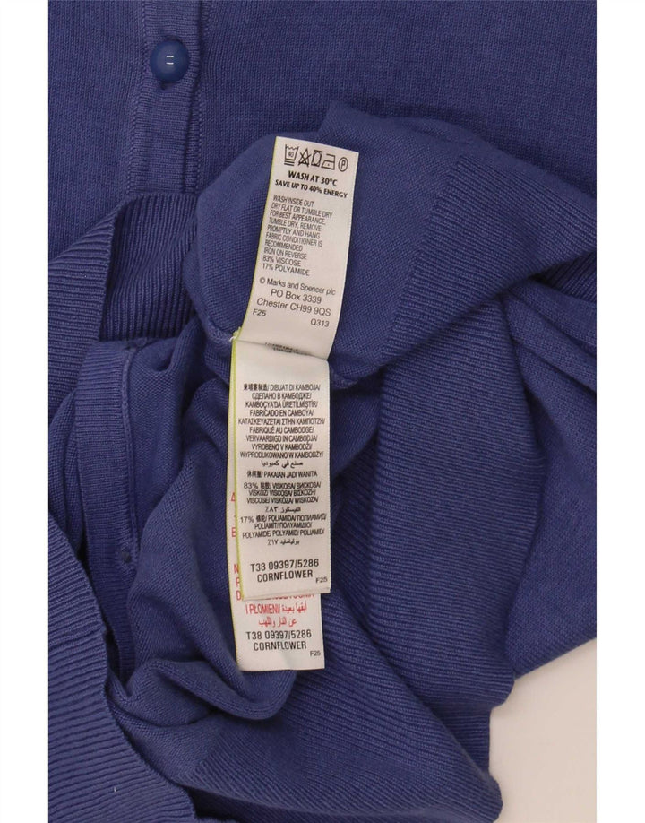 Marks & Spencer Pull Cardigan Femme UK 16 Large Bleu Viscose