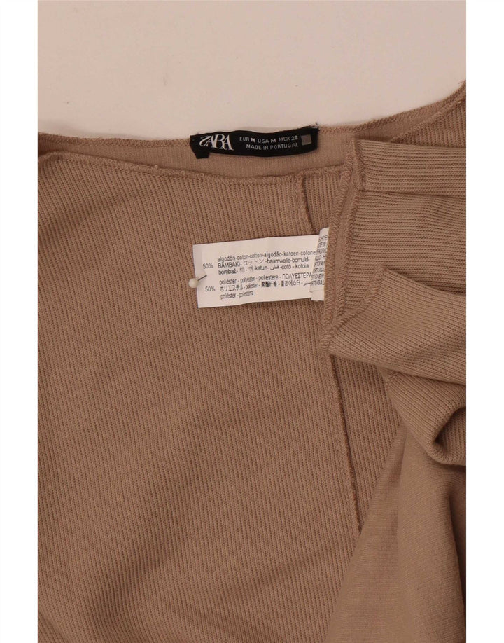 Zara Femme Top Manches Longues UK 44 Coton Gris Moyen
