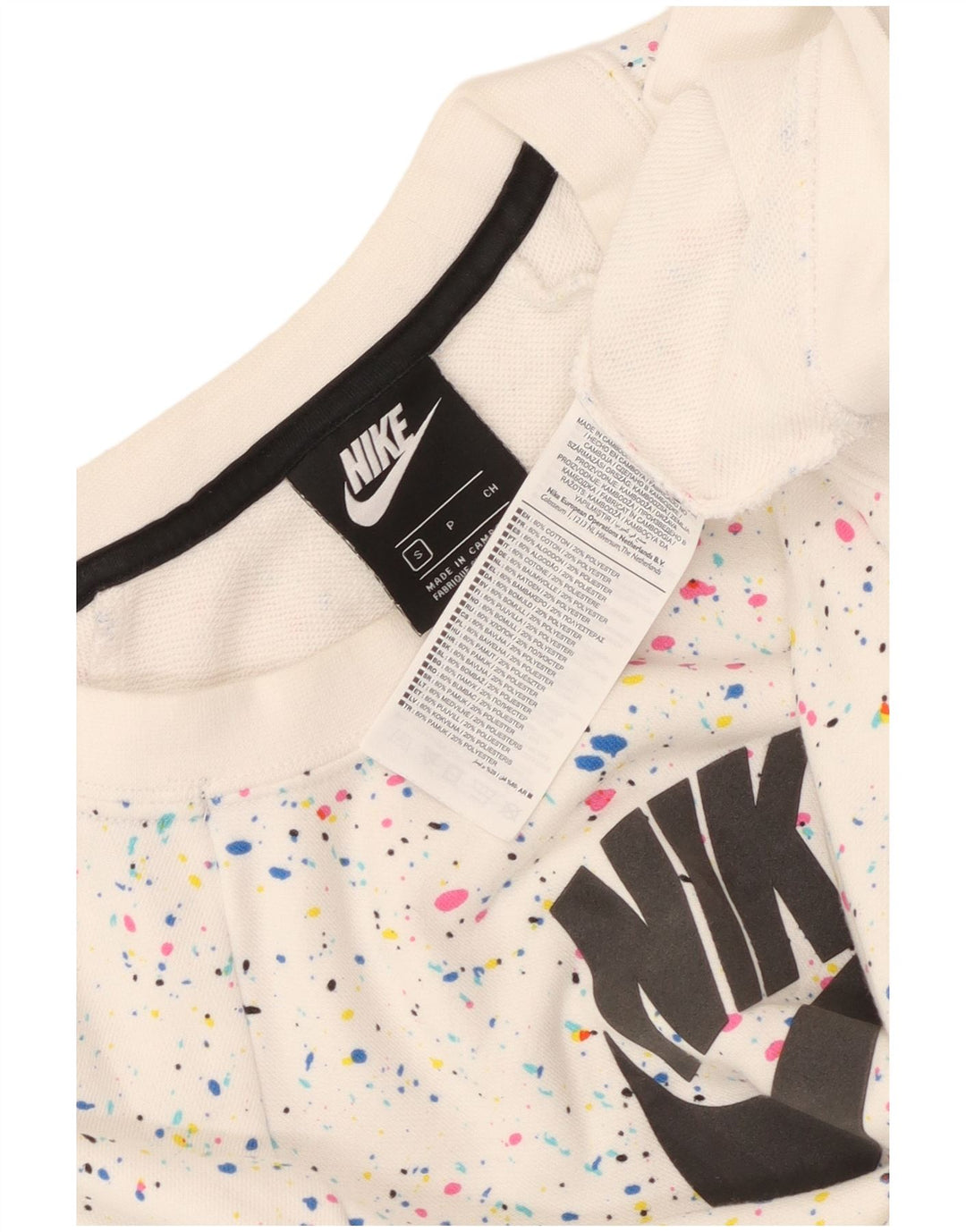 Nike Sweat-shirt surdimensionné graphique pour femme UK 10 Petit Blanc à pois