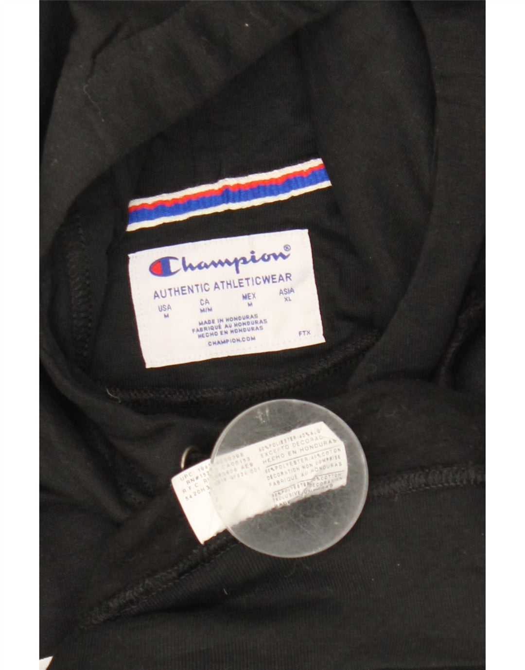 Champion Pull à capuche graphique pour femme UK 14 Medium Noir Polyester