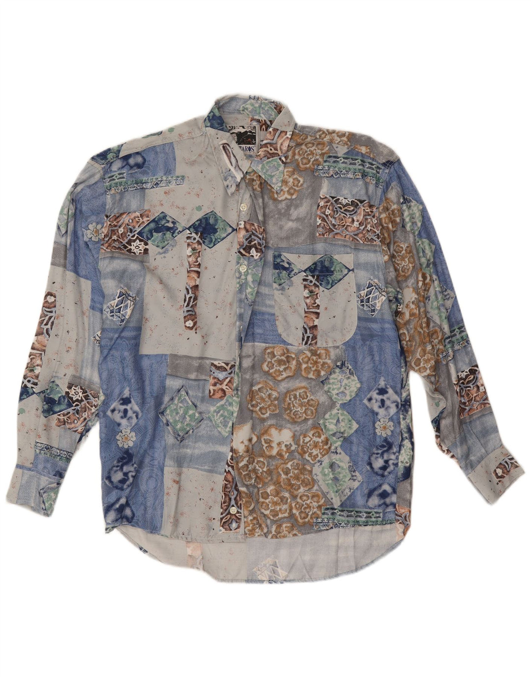 Kantaros Chemise Homme Petit Bleu Patchwork Viscose