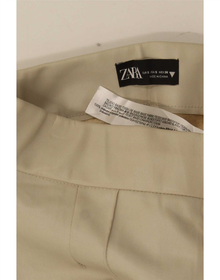 Pantalon décontracté droit femme Zara Petit W26 L26 Beige Polyester