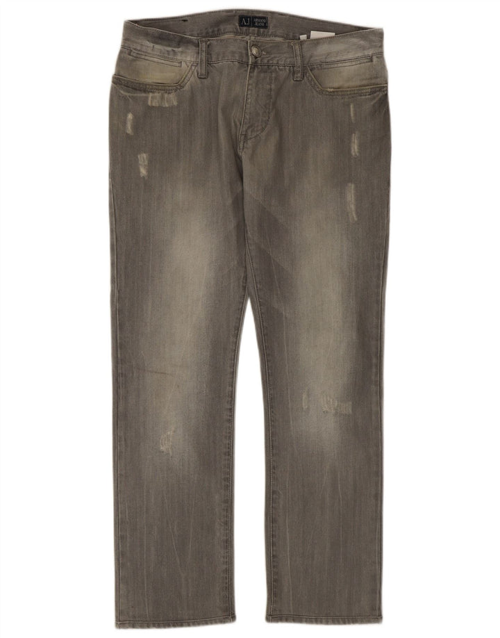 Armani Jean droit vieilli W32 L29 pour homme en coton gris